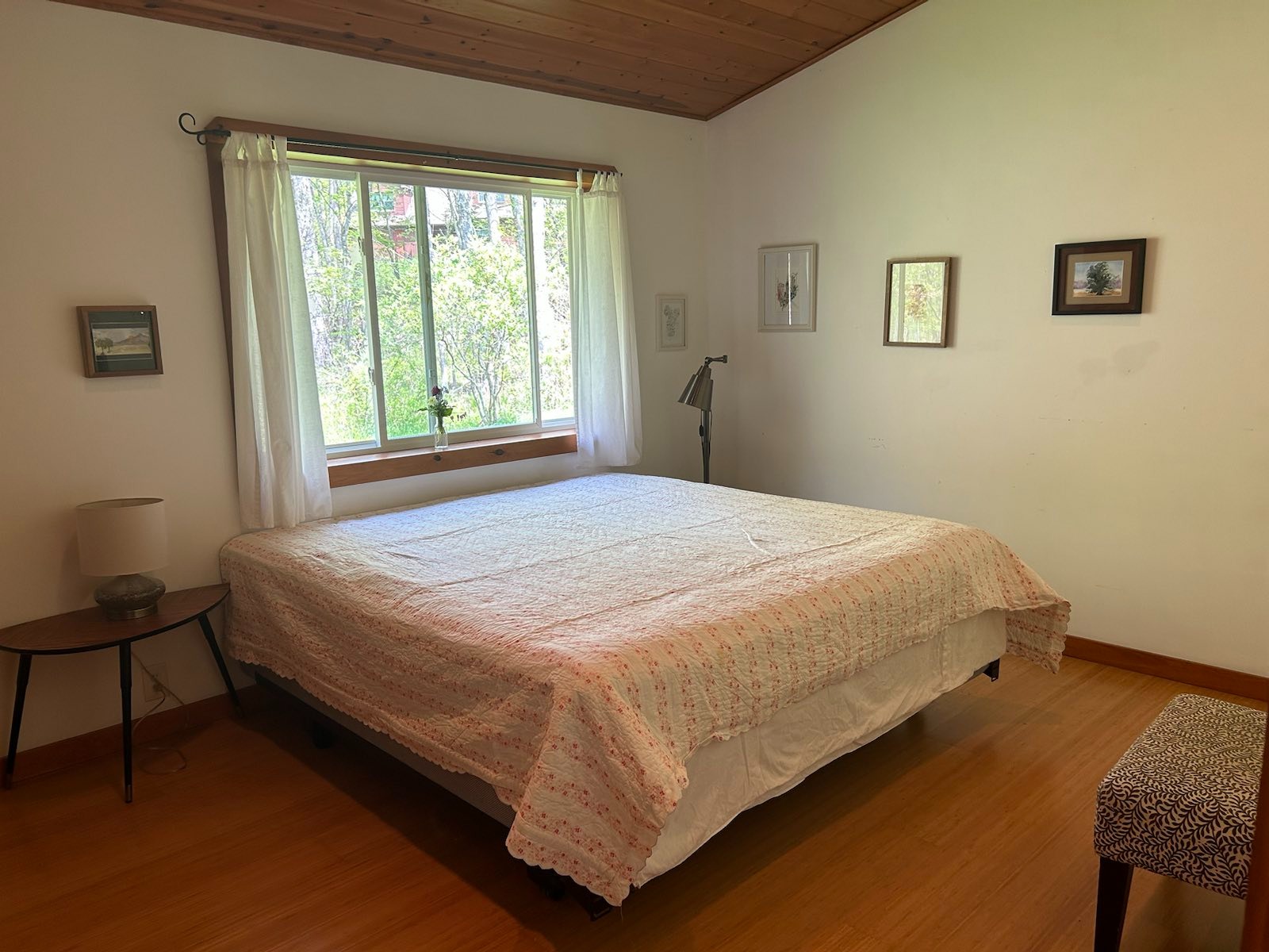 Third bedroom, looking north. It has a queen-sized bed and a closet