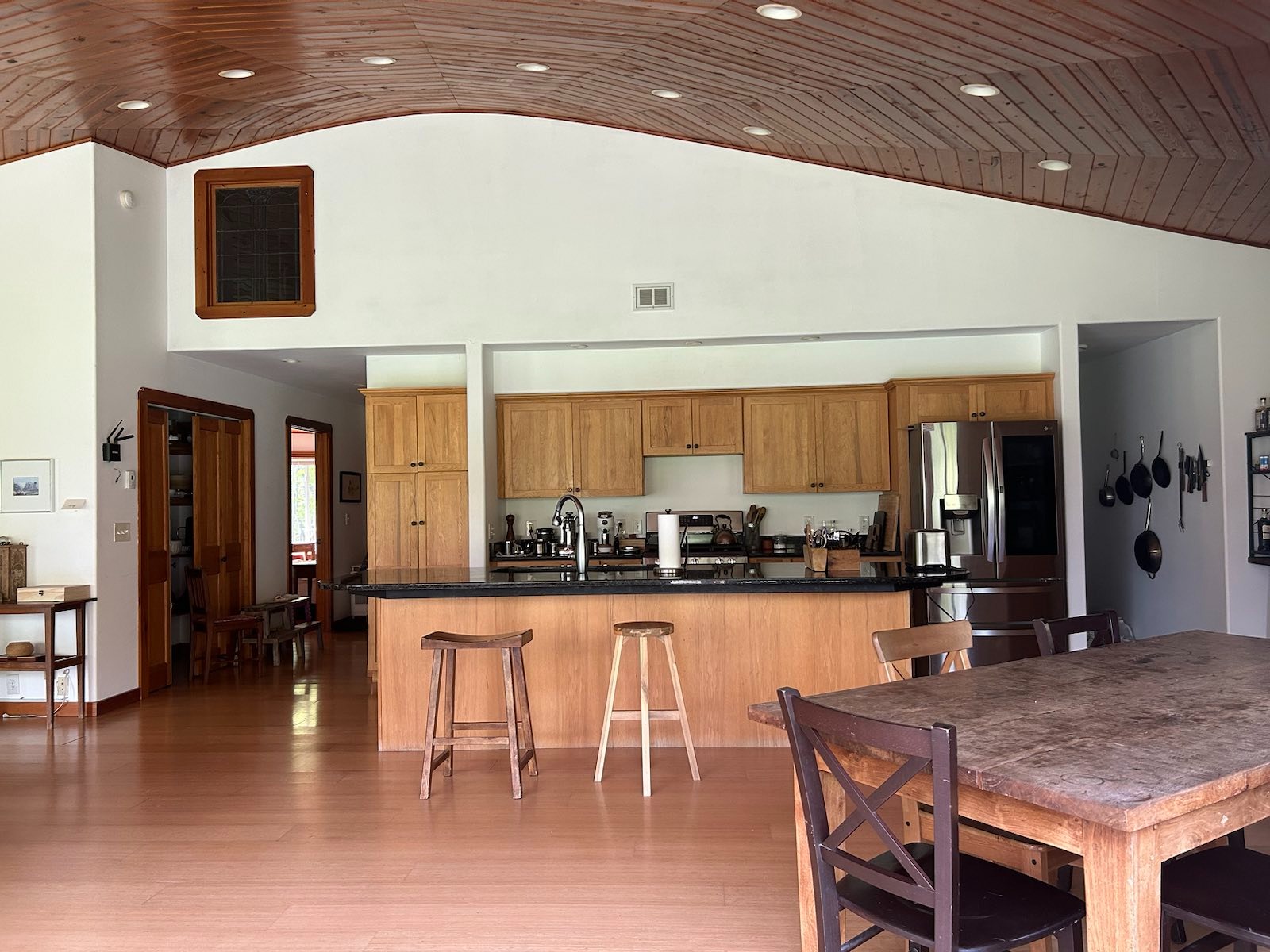 Looking north at the kitchen